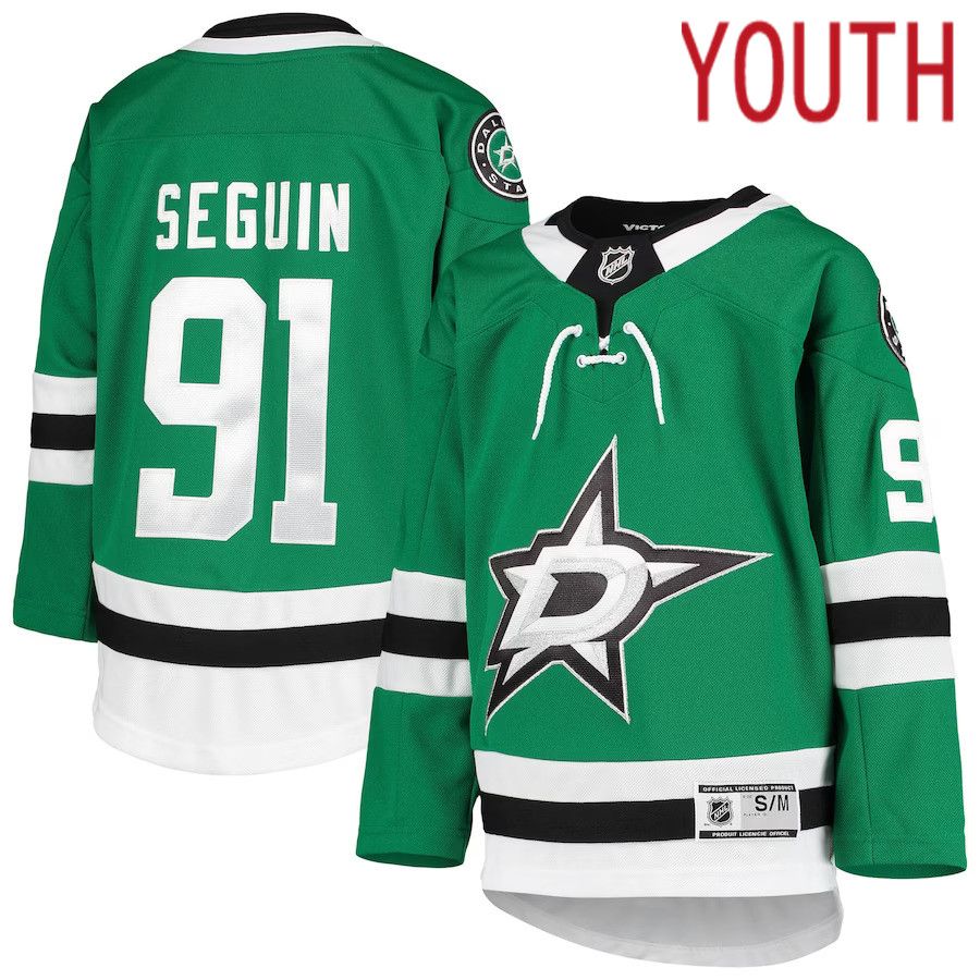 Youth Dallas Stars #91 Tyler Seguin Kelly Green Home Premier Player NHL Jersey